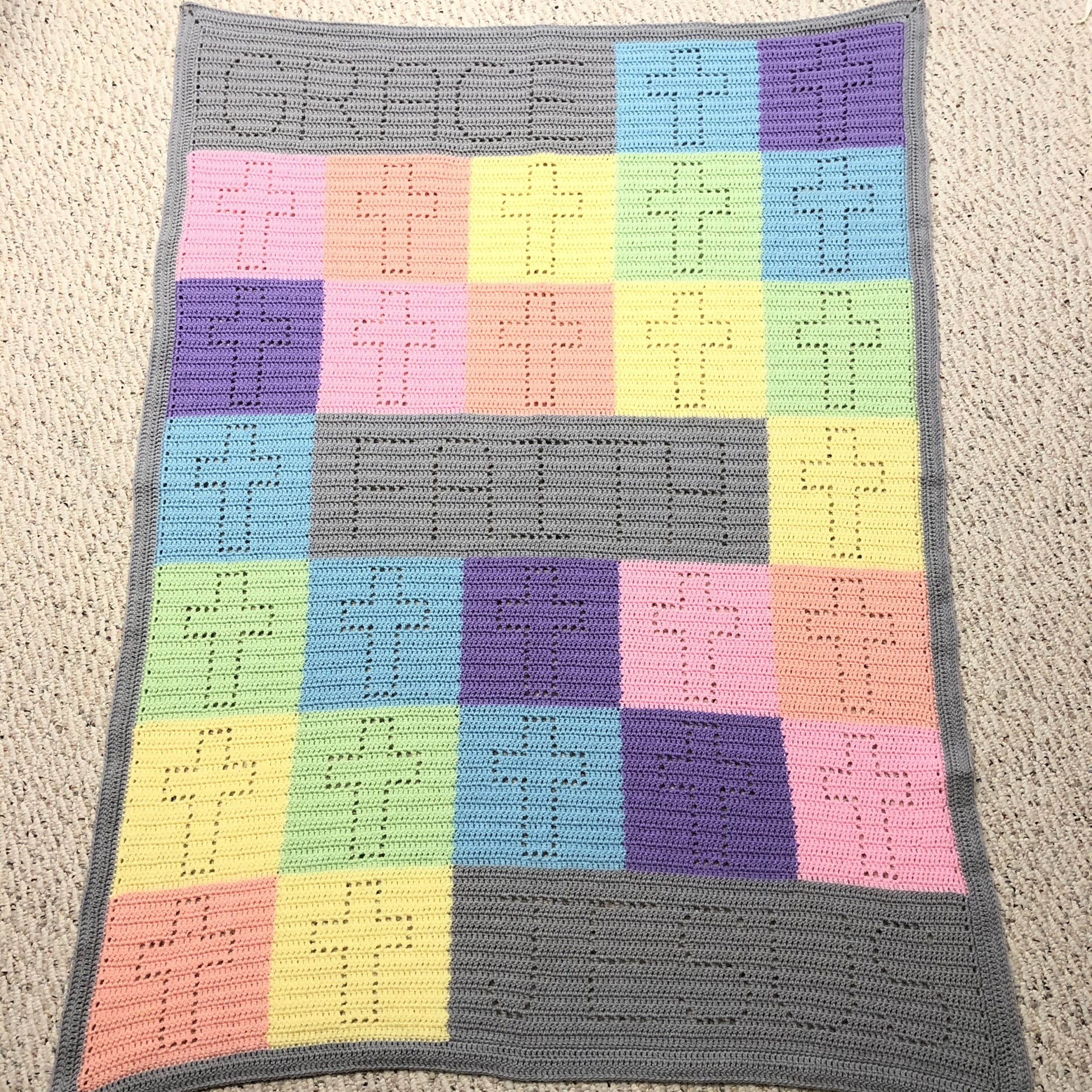 2020014 Corner Dip Color Block Crochet Throw Blanket — Midknits